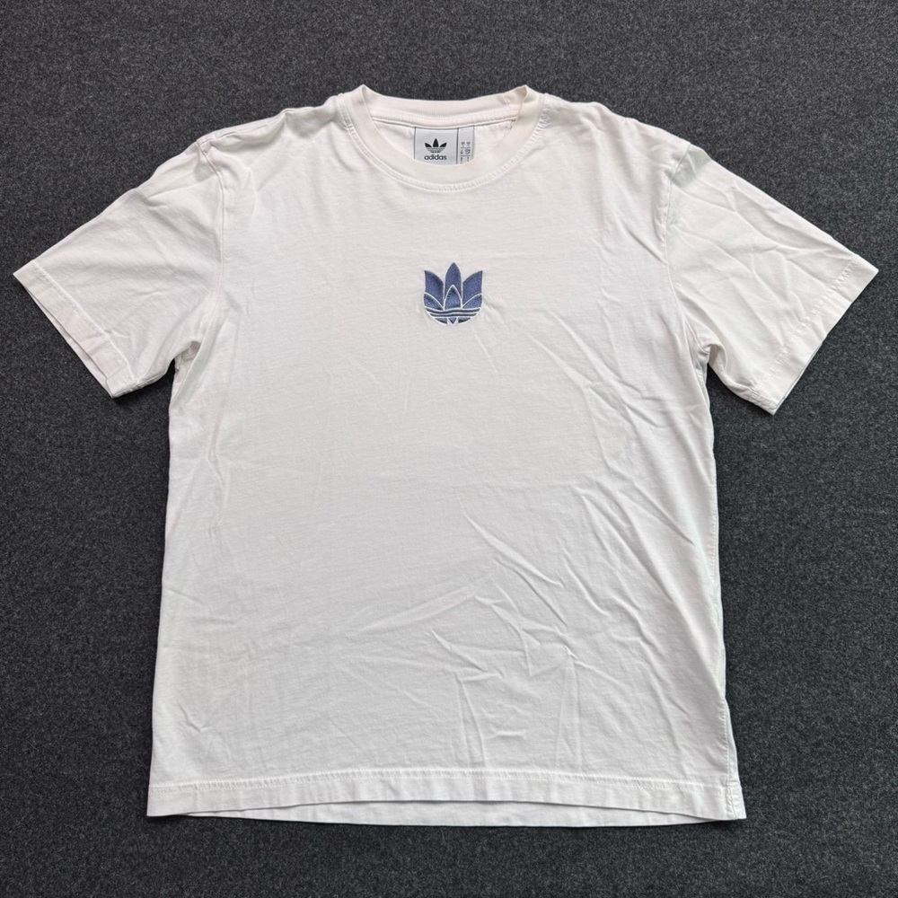 Adidas Men's Small White Tee with Blue embroidered Logo